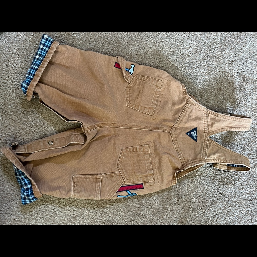 Oshkosh 6 to 9 month old tan overalls